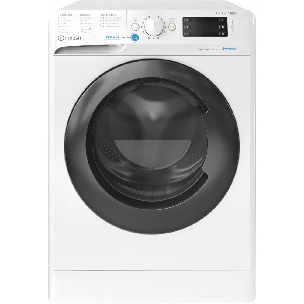 Lave-linge-sechant-hublot-INDESIT-BDE964359WBFR Lave linge séchant hublot INDESIT BDE964359WBFR